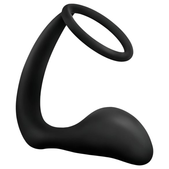 Anal Adventures Platinum - análny dildo s erekčným krúžkom - čierny