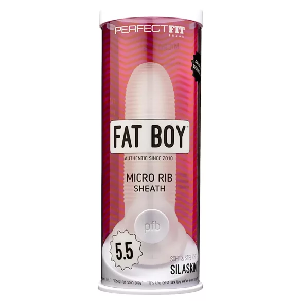 Perfect Fit - Fat Boy Micro Ribbed - návlek na penis (15 cm, biely)