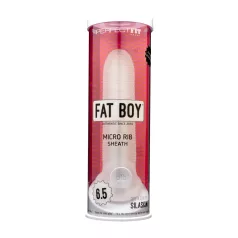 Fat Boy - návlek na penis - rebrovaný - 17 cm - biely