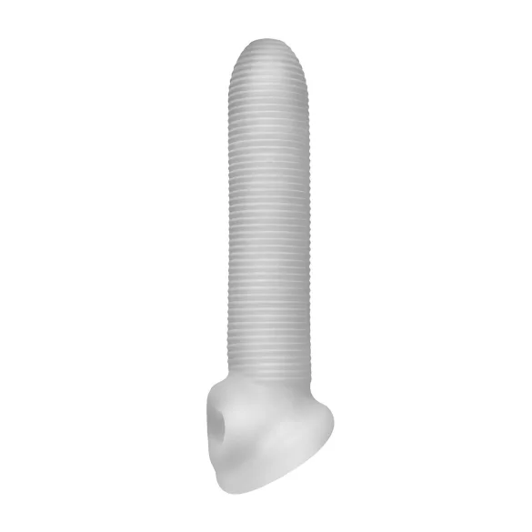 Fat Boy - návlek na penis - jemné rebrovanie - 19 cm - biely