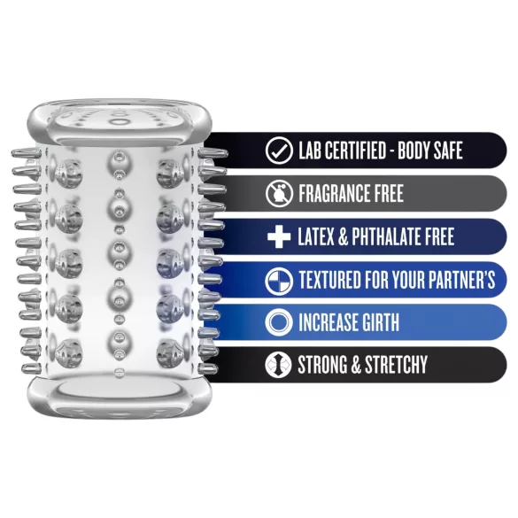 Stay Hard - erekčný krúžok s tŕňmi - transparentný