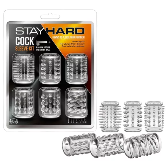 Stay Hard - sada erekčných krúžkov na penis - priehľadné - 6 ks