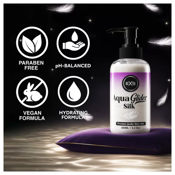 EXS AquaGlider Silk - hodvábny lubrikačný gél na vodnej báze v pumpičkovej fľaši (250 ml)
