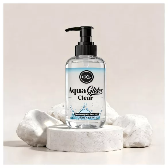 EXS AquaGlider Clear - priehľadný lubrikačný gél na vodnej báze v pumpičkovej fľaši (250 ml)