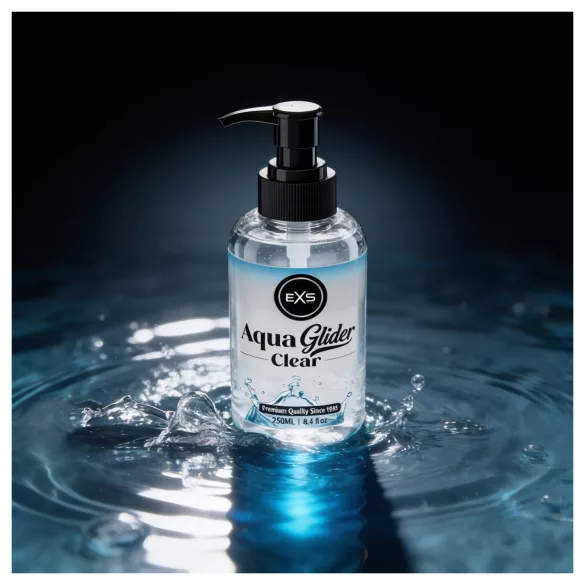 EXS AquaGlider Clear - priehľadný lubrikačný gél na vodnej báze v pumpičkovej fľaši (250 ml)