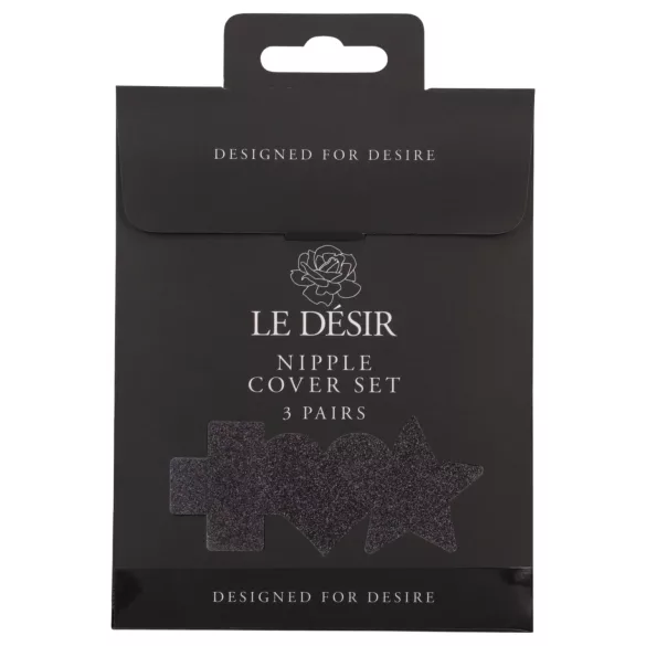Le Désir - sada nálepiek na bradavky - čierna - 3 páry