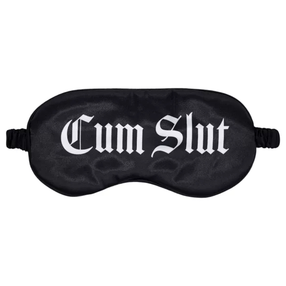 Au! - saténová očná maska s nápisom „Cum Slut“ (čierna)