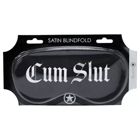 Au! - saténová očná maska s nápisom „Cum Slut“ (čierna)