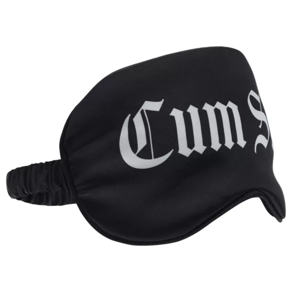 Au! - saténová očná maska s nápisom „Cum Slut“ (čierna)
