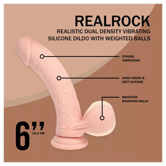RealRock - realistický vibrátor s dvojitou hustotou (telovej farby) - 15 cm