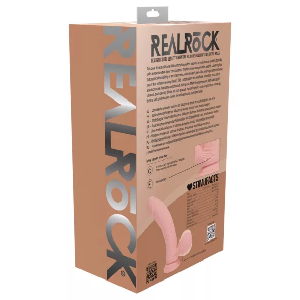 RealRock - realistický vibrátor s dvojitou hustotou (telovej farby) - 18 cm