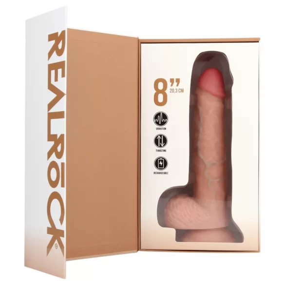 RealRock - realistický vibrátor s prísavkou - telová farba 20,5 cm