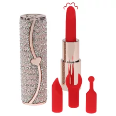   Loveline Candy - rúžový vibrátor so 4 nadstavcami (ružový)