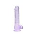 RealRock - realistický dildo - priehľadný fialový - 19 cm