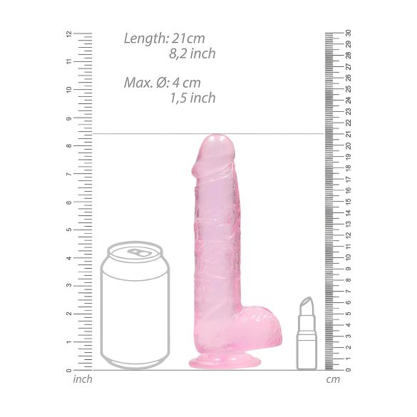REALROCK - priehľadné realistické dildo - ružové (19cm)