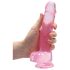 REALROCK - priehľadné realistické dildo - ružové (19cm)