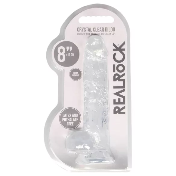 RealRock - realistický dildo - priehľadný - 19 cm