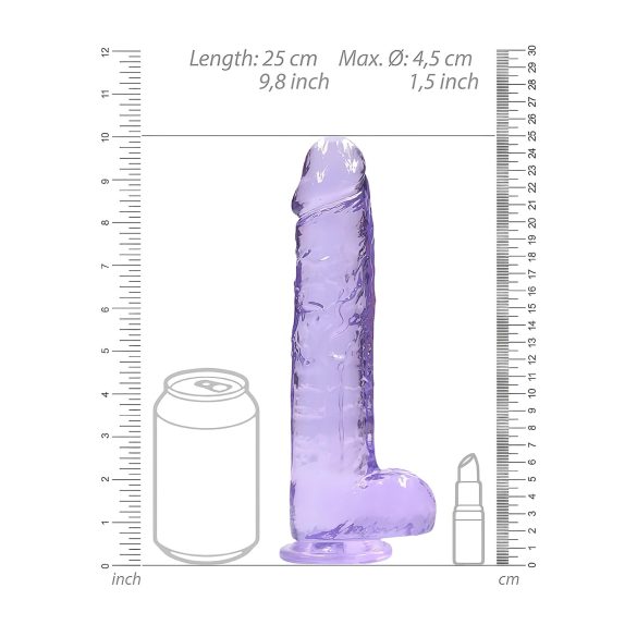 RealRock - realistický dildo - priesvitný fialový - 22 cm