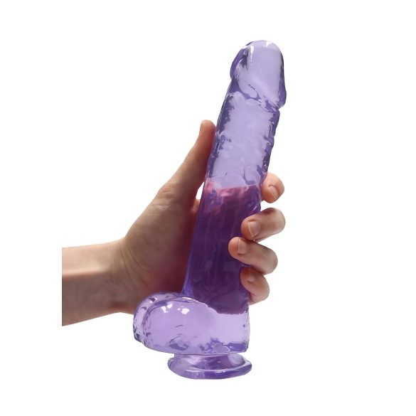 RealRock - realistický dildo - priesvitný fialový - 22 cm