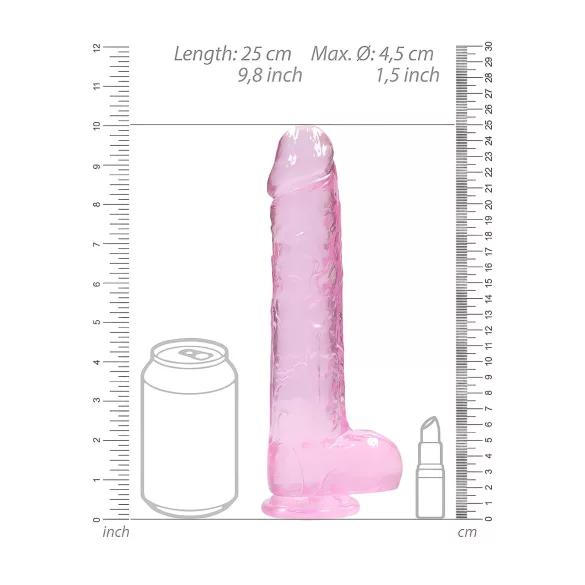 RealRock - realistický dildo - priehľadný ružový - 22 cm