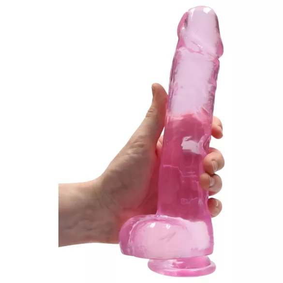 RealRock - realistický dildo - priehľadný ružový - 22 cm
