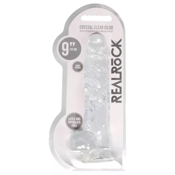 RealRock - priehľadné realistické dildo (priehľadné, 22 cm)