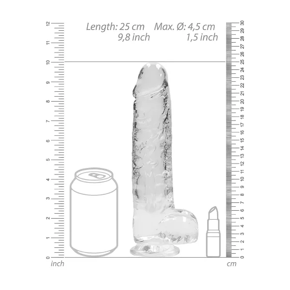 RealRock - priehľadné realistické dildo (priehľadné, 22 cm)