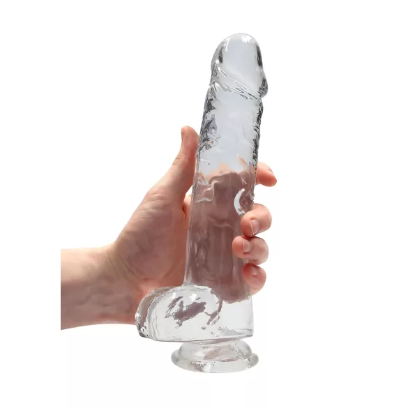 RealRock - priehľadné realistické dildo (priehľadné, 22 cm)