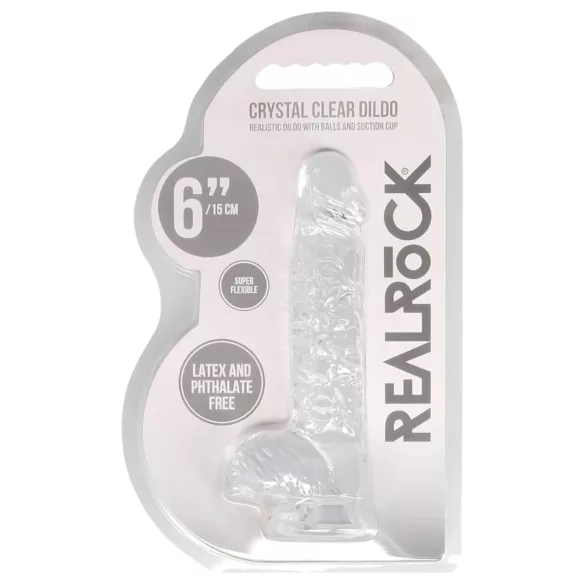 RealRock - realistické dildo - priehľadné - 15 cm
