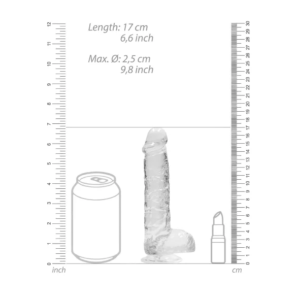 RealRock - realistické dildo - priehľadné - 15 cm