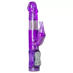   Easytoys - vibrátor s rotujúcimi guličkami a stimulátorom klitorisu - fialový