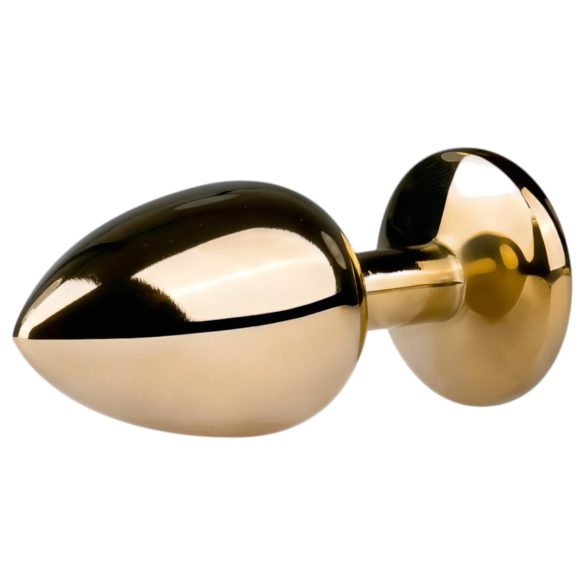 Easytoys Metal No.1 - análny kolík kužeľ s bielym kameňom - zlatý (2,5 cm)