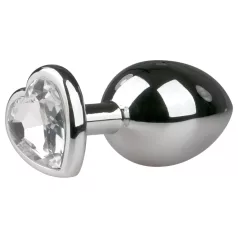   Easytoys - análny kolík so srdcom a bielym kameňom - strieborný