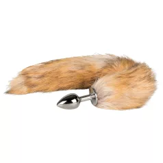   Easytoys Fox NO1 - análna kovová zátka s líščím chvostom - strieborná/červená