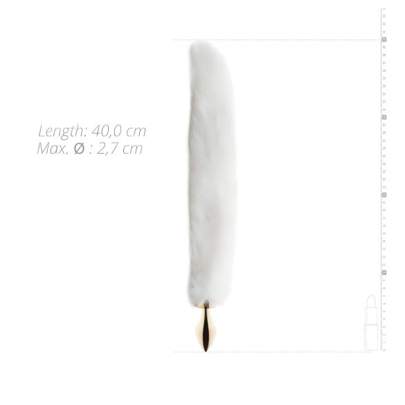 Easytoys Fox NO13 - kovový análny kolík s líščím chvostom - zlatý/biely