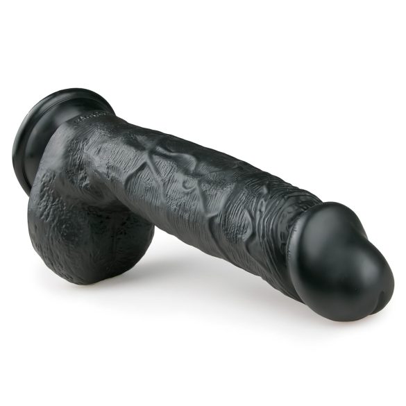 Easytoys - dildo s prísavkou a semenníkmi - čierny 22,5 cm