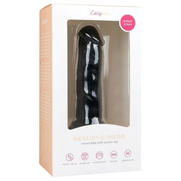 Easytoys - realistický dildo s prísavkou - čierny - 15,5 cm