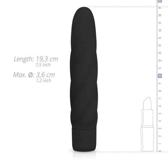 Easytoys - vibrátor tyčový s krúteným dizajnom - silikón - čierny