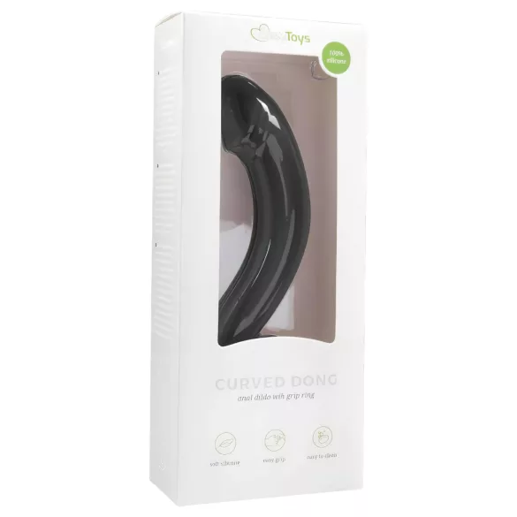 EasyToys - análny dildo zahnutý - silikón - čierny