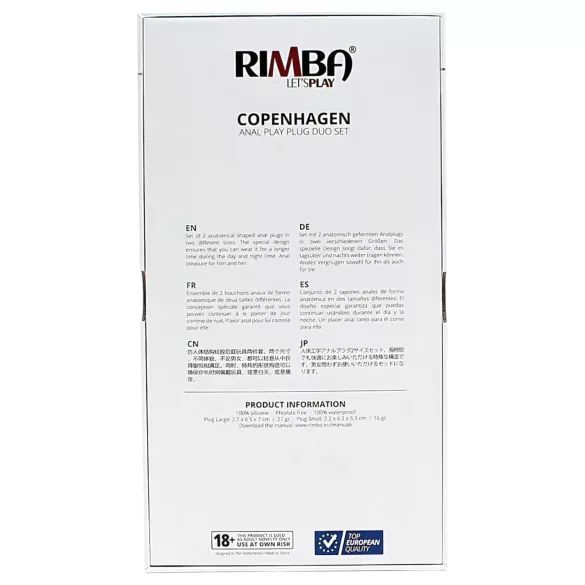 Rimba Copenhagen - sada análnych kolíkov (čierna, 2 ks)