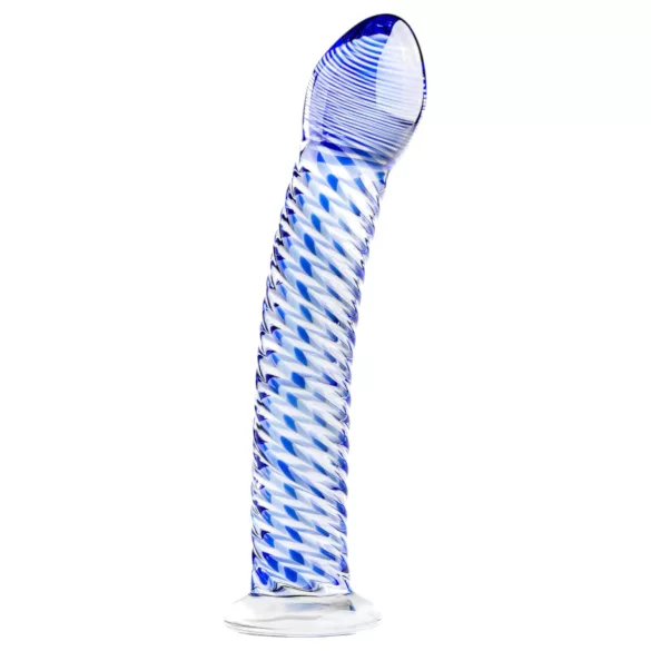 Gildo Glass No. 5 - sklenené dildo - špirálový tvar - priehľadné modré