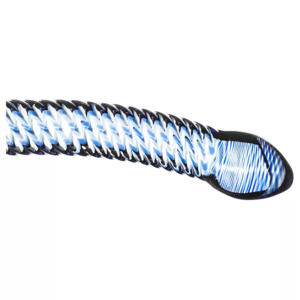 Gildo Glass No. 5 - sklenené dildo - špirálový tvar - priehľadné modré