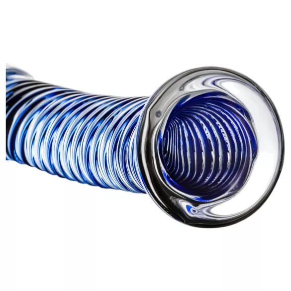 Gildo Glass No. 5 - sklenené dildo - špirálový tvar - priehľadné modré