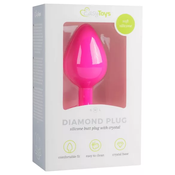 Easytoys - análny kolík s bielym kameňom - stredný - ružový