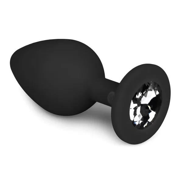 Easytoys - análny kolík s bielym kameňom - stredný - čierny