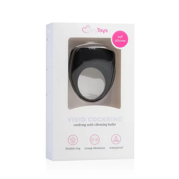 Easytoys - vibračný erekčný krúžok - čierny