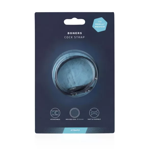 Boners - nastaviteľný erekčný krúžok na penis S/M - silikón sivý