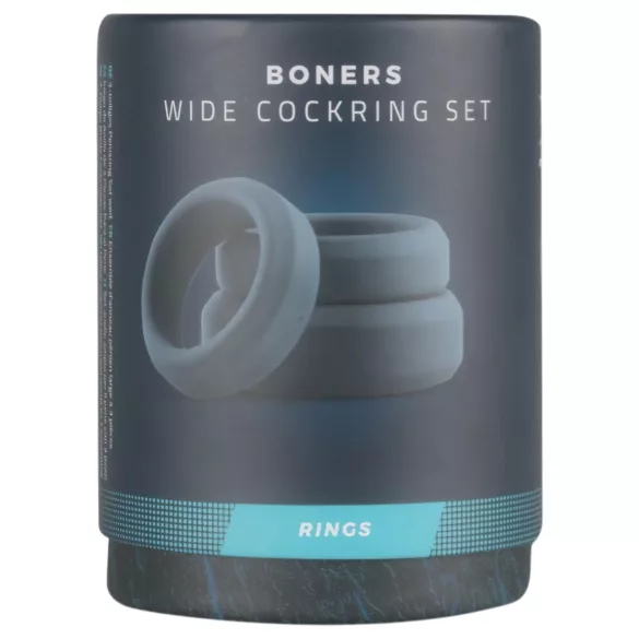 Boners - set silikónových erekčných krúžkov - 3 ks - sivé