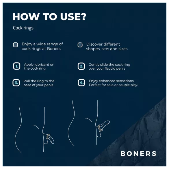 Boners - set silikónových erekčných krúžkov - 3 ks - sivé
