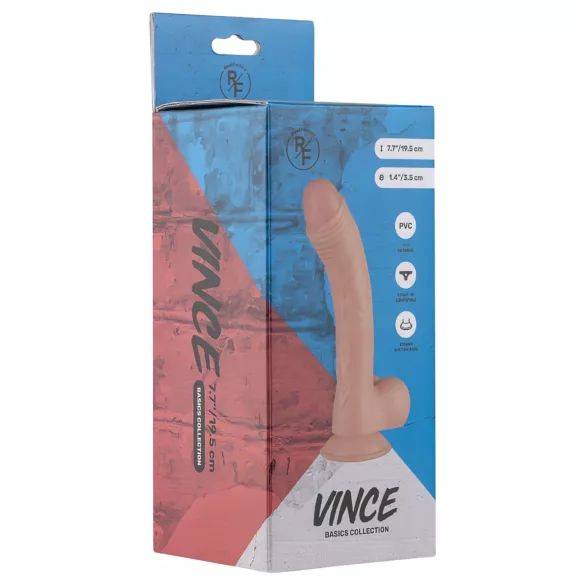 Real Fantasy Vince - dildo s vajcami a predkožkou - 19,5 cm - prírodná farba